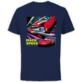 thumbnail image 1 of Disney and Pixar’s Cars Mach Speed Lightning McQueen Racing - Short Sleeve Cotton T-Shirt for Adults - Customized-Navy, 1 of 5