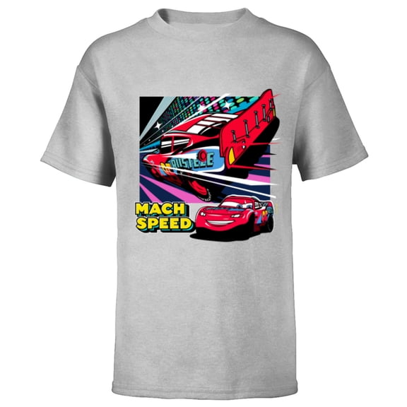 Disney and Pixar’s Cars Mach Speed Lightning McQueen Racing - Short Sleeve T-Shirt for Kids - Customized-Athletic Heather