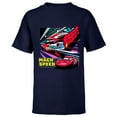 thumbnail image 1 of Disney and Pixar’s Cars Mach Speed Lightning McQueen Racing - Short Sleeve T-Shirt for Kids - Customized-Navy, 1 of 5