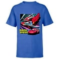 thumbnail image 1 of Disney and Pixar’s Cars Mach Speed Lightning McQueen Racing - Short Sleeve T-Shirt for Kids - Customized-Royal, 1 of 5