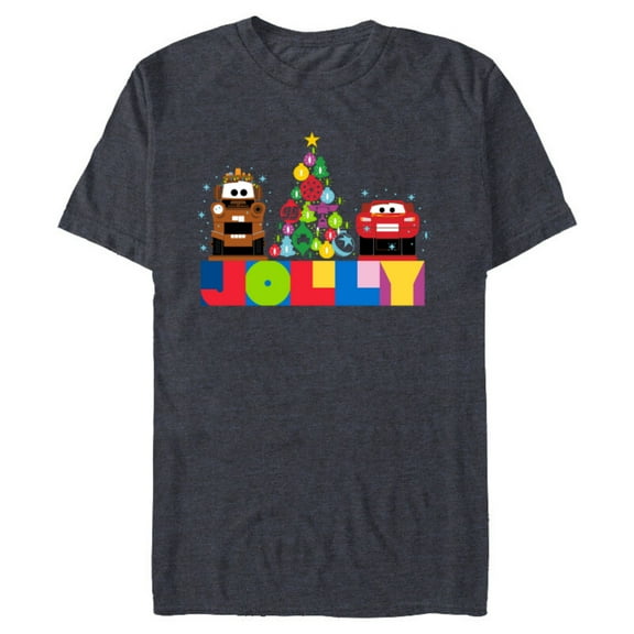 Disney and Pixar’s Cars Mater and McQueen Jolly Holiday - Short Sleeve Blended T-Shirt for Adults – Customized-Navy Heather