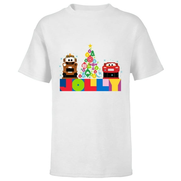 Disney and Pixar’s Cars Mater and McQueen Jolly Holiday - Short Sleeve T-Shirt for Kids – Customized-White