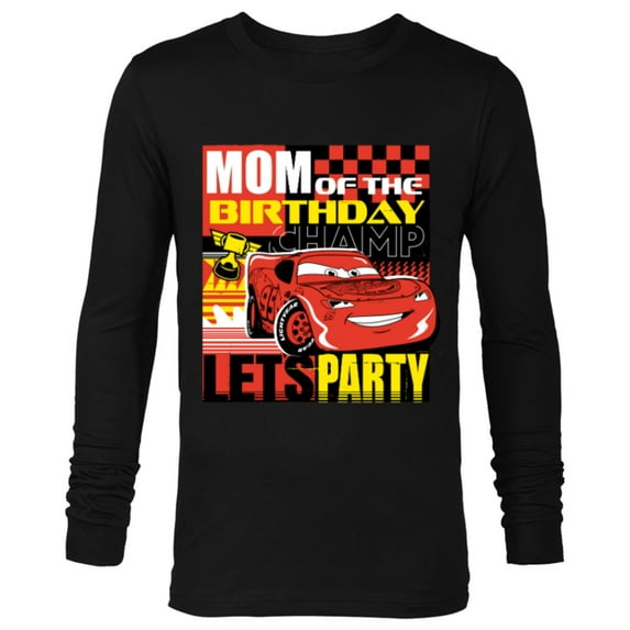 Disney and Pixar’s Cars Mom of the Birthday Champ Party - Long Sleeve T-Shirt for Men - Customized-Black