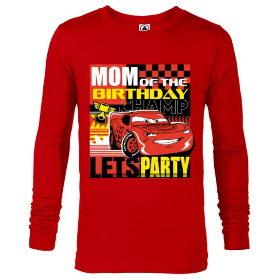 Disney and Pixar’s Cars Mom of the Birthday Champ Party - Long Sleeve T-Shirt for Men - Customized-New Red