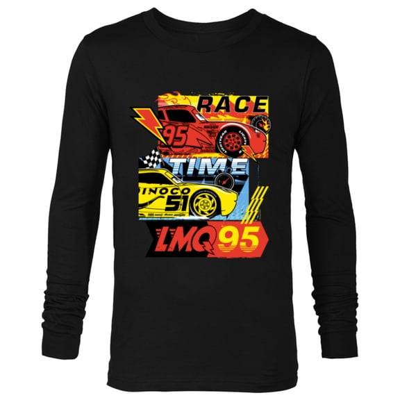 Disney and Pixar’s Cars Race Time Lightning McQueen Racing - Long Sleeve T-Shirt for Men - Customized-Black