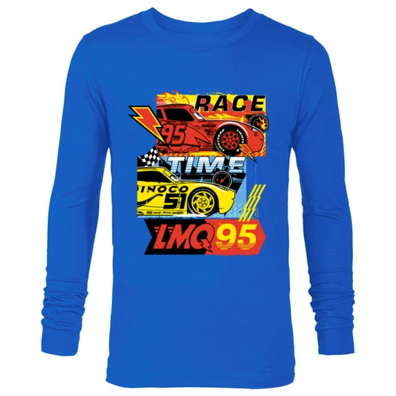 Disney and Pixar’s Cars Race Time Lightning McQueen Racing - Long Sleeve T-Shirt for Men - Customized-Navy