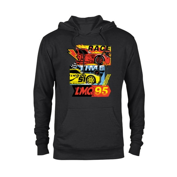 Disney and Pixar’s Cars Race Time Lightning McQueen Racing - Pullover Hoodie for Adults - Customized-Black