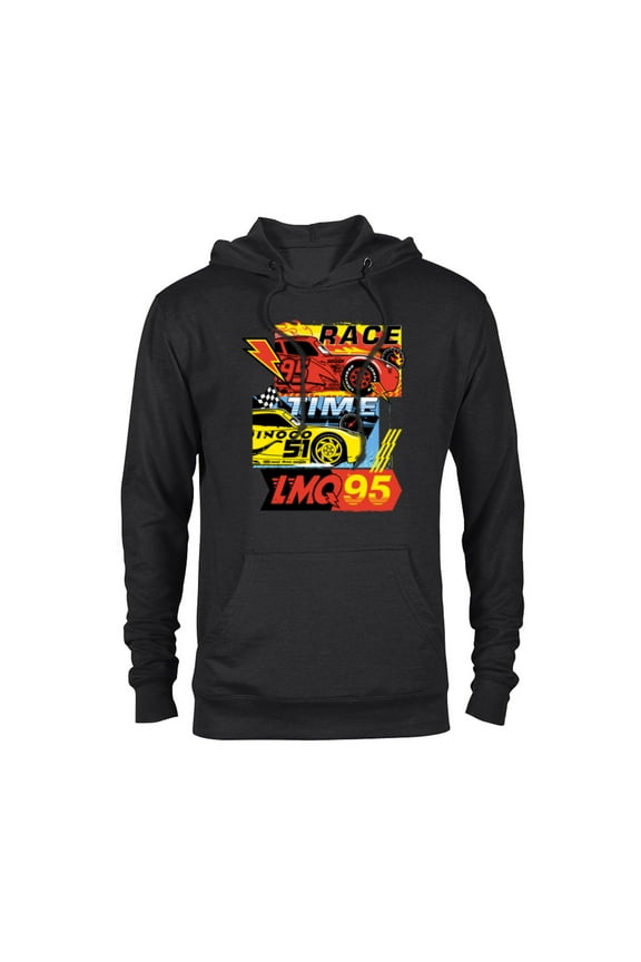 Disney and Pixar’s Cars Race Time Lightning McQueen Racing - Pullover Hoodie for Adults - Customized-Black