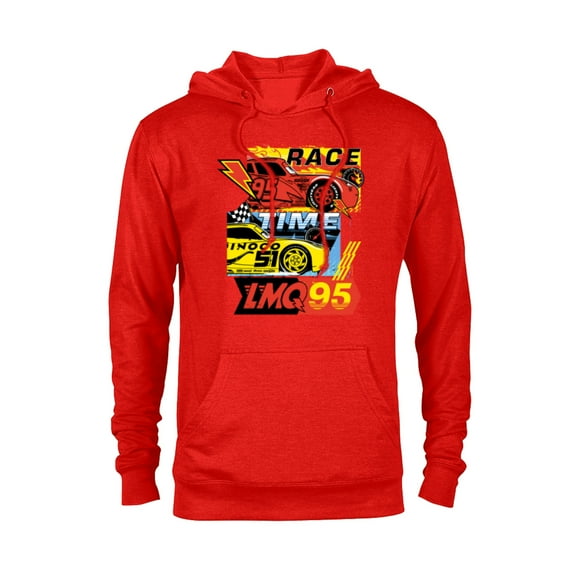 Disney and Pixar’s Cars Race Time Lightning McQueen Racing - Pullover Hoodie for Adults - Customized-Red