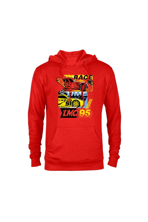 Disney and Pixar’s Cars Race Time Lightning McQueen Racing - Pullover Hoodie for Adults - Customized-Red