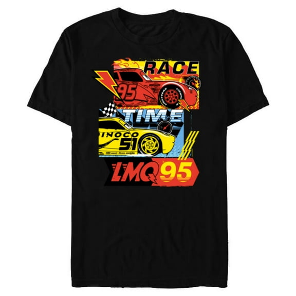Disney and Pixar’s Cars Race Time Lightning McQueen Racing - Short Sleeve Blended T-Shirt for Adults - Customized-Black