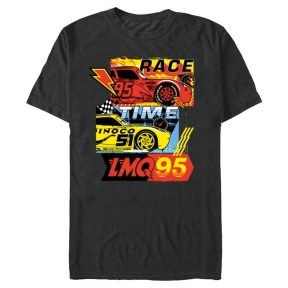 Disney and Pixar’s Cars Race Time Lightning McQueen Racing - Short Sleeve Blended T-Shirt for Adults - Customized-Dark Heather
