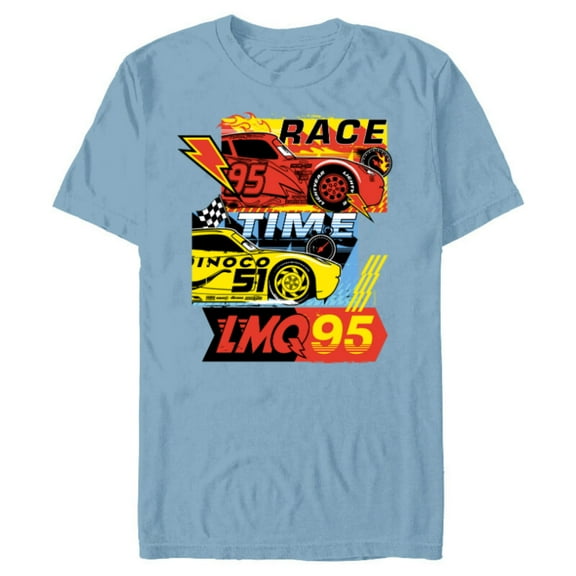 Disney and Pixar’s Cars Race Time Lightning McQueen Racing - Short Sleeve Blended T-Shirt for Adults - Customized-Ocean Blue