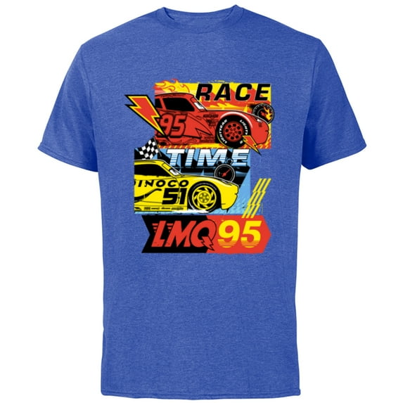 Disney and Pixar’s Cars Race Time Lightning McQueen Racing - Short Sleeve Cotton T-Shirt for Adults - Customized-Royal Heather