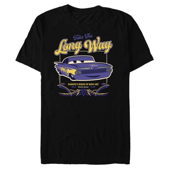 Disney and Pixar’s Cars Ramone’s Body Art Take the Long Way - Short Sleeve Blended T-Shirt for Adults - Customized-Black