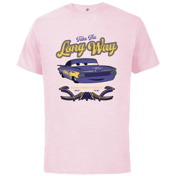 Disney and Pixar’s Cars Ramone’s Body Art Take the Long Way - Short Sleeve Cotton T-Shirt for Adults - Customized-Soft Pink