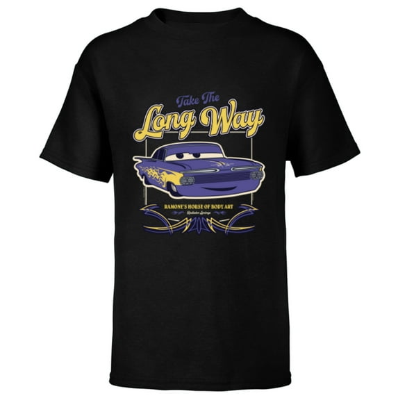 Disney and Pixar’s Cars Ramone’s Body Art Take the Long Way - Short Sleeve T-Shirt for Kids - Customized-Black