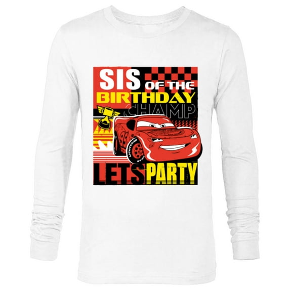 Disney and Pixar’s Cars Sis of the Birthday Champ Party - Long Sleeve T-Shirt for Men - Customized-White