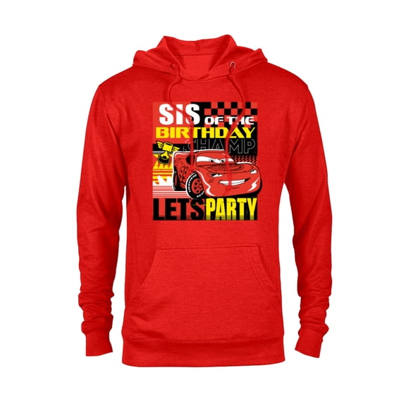 Disney and Pixar’s Cars Sis of the Birthday Champ Party - Pullover Hoodie for Adults - Customized-Red