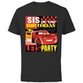 thumbnail image 1 of Disney and Pixar’s Cars Sis of the Birthday Champ Party - Short Sleeve Cotton T-Shirt for Adults - Customized-Black, 1 of 5