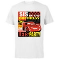 thumbnail image 1 of Disney and Pixar’s Cars Sis of the Birthday Champ Party - Short Sleeve Cotton T-Shirt for Adults - Customized-White, 1 of 5