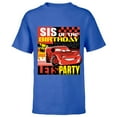 thumbnail image 1 of Disney and Pixar’s Cars Sis of the Birthday Champ Party - Short Sleeve T-Shirt for Kids - Customized-Royal, 1 of 5