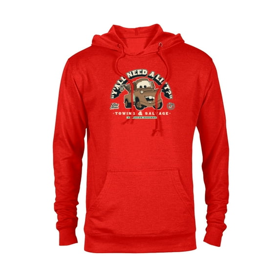 Disney and Pixar’s Cars Tow Mater Towing Y’all Need a Lift? - Pullover Hoodie for Adults - Customized-Red