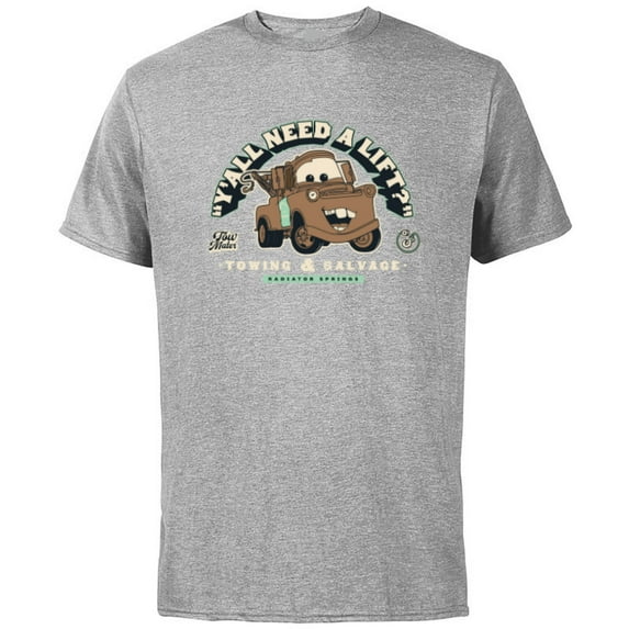 Disney and Pixar’s Cars Tow Mater Towing Y’all Need a Lift? - Short Sleeve Cotton T-Shirt for Adults - Customized-Athletic Heather