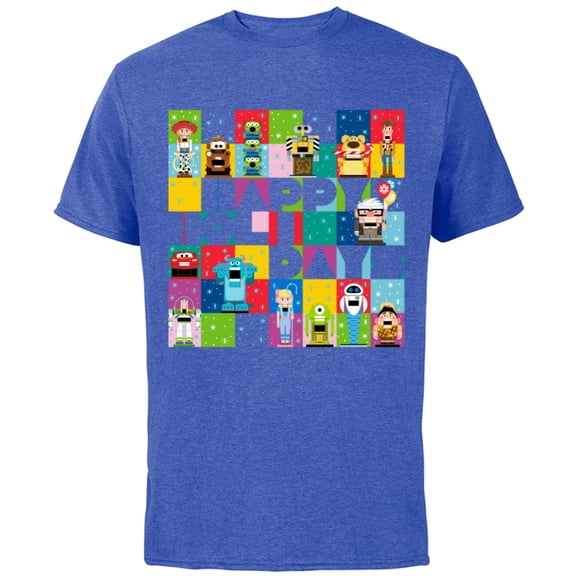 Disney and Pixar’s Character Grid Happy Holidays - Short Sleeve Cotton T-Shirt for Adults - Customized-Royal Heather