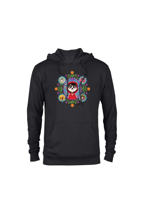 Disney and Pixar’s Coco Miguel Colorful Florals - Pullover Hoodie for Adults - Customized-Black