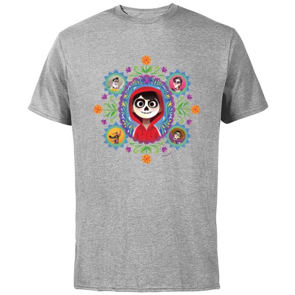 Disney and Pixar’s Coco Miguel Colorful Florals - Short Sleeve Cotton T-Shirt for Adults - Customized-Athletic Heather