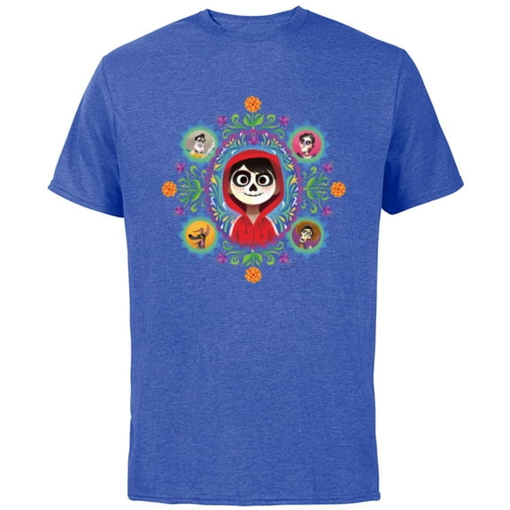 Disney and Pixar’s Coco Miguel Colorful Florals - Short Sleeve Cotton T-Shirt for Adults - Customized-Royal Heather