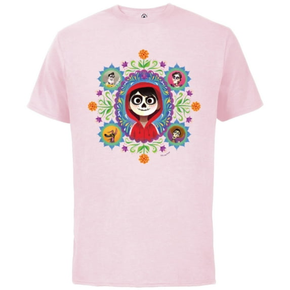 Disney and Pixar’s Coco Miguel Colorful Florals - Short Sleeve Cotton T-Shirt for Adults - Customized-Soft Pink