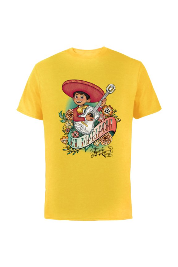 Disney and Pixar’s Coco Miguel El Mariachi - Short Sleeve Cotton T-Shirt for Adults - Customized-Yellow