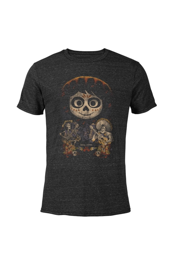 Disney and Pixar's Coco Miguel Hector and Ernesto - Short Sleeve Blended T-Shirt for Adults - Customized-Black