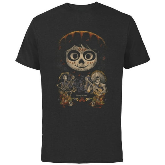Disney and Pixar's Coco Miguel Hector and Ernesto - Short Sleeve Cotton T-Shirt for Adults - Customized-Black
