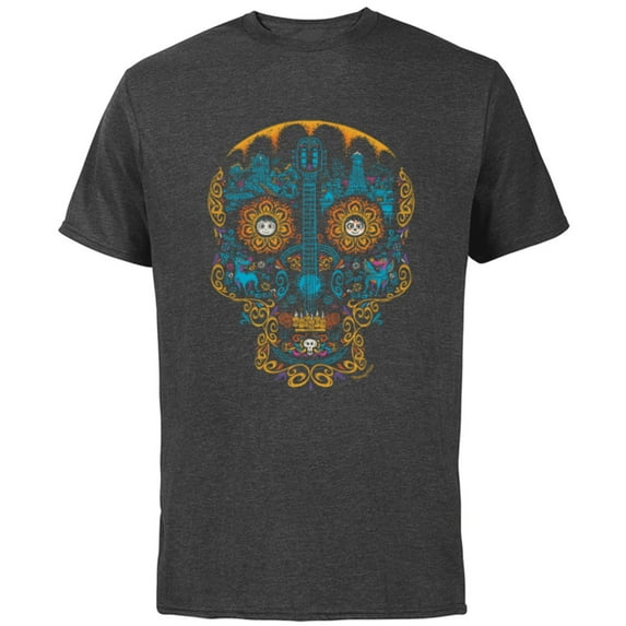 Disney and Pixar's Coco Miguel Sugar Skull - Short Sleeve Cotton T-Shirt for Adults - Customized-Charcoal