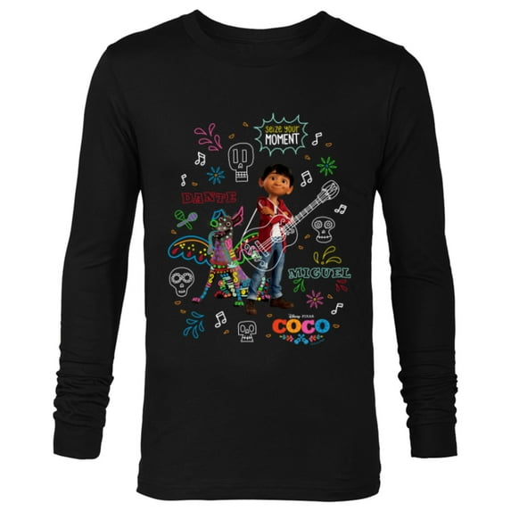 Disney and Pixar’s Coco Miguel and Dante Seize Your Moment - Long Sleeve T-Shirt for Men - Customized-Black