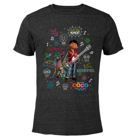 Disney and Pixar’s Coco Miguel and Dante Seize Your Moment - Short Sleeve Blended T-Shirt for Adults - Customized-Black