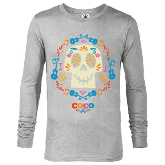 Disney and Pixar's Coco Papel Picado Sugar Skull T-Shirt - Long Sleeve T-Shirt for Men - Customized-Athletic Heather