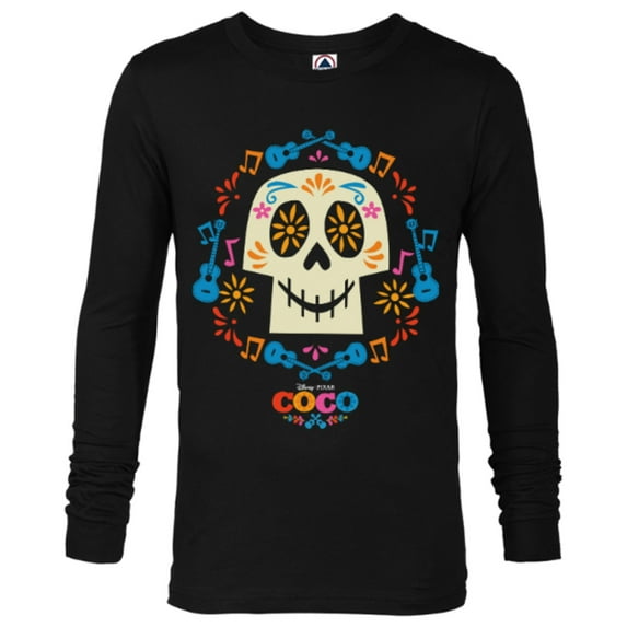 Disney and Pixar's Coco Papel Picado Sugar Skull T-Shirt - Long Sleeve T-Shirt for Men - Customized-Black