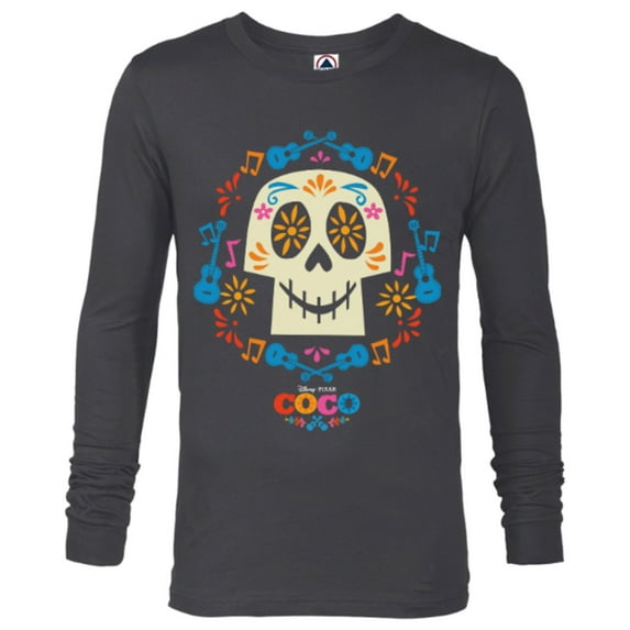 Disney and Pixar's Coco Papel Picado Sugar Skull T-Shirt - Long Sleeve T-Shirt for Men - Customized-Charcoal Heather