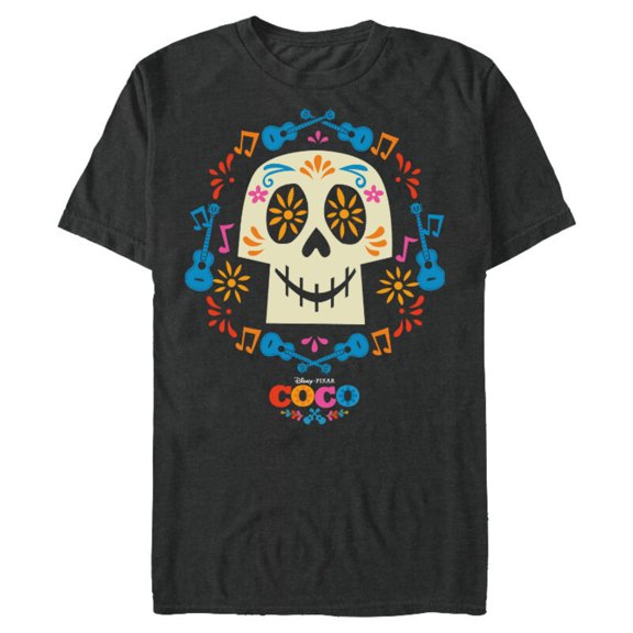 Disney and Pixar's Coco Papel Picado Sugar Skull T-Shirt- Short Sleeve Blended T-Shirt for Adults - Customized-Dark Heather