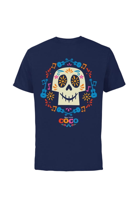 Disney and Pixar's Coco Papel Picado Sugar Skull T-Shirt - Short Sleeve Cotton T-Shirt for Adults - Customized-Navy