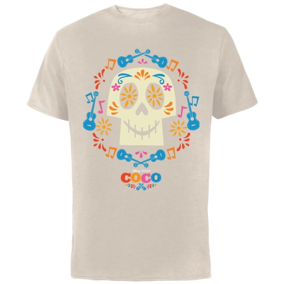 Disney and Pixar's Coco Papel Picado Sugar Skull T-Shirt - Short Sleeve Cotton T-Shirt for Adults - Customized-Natural