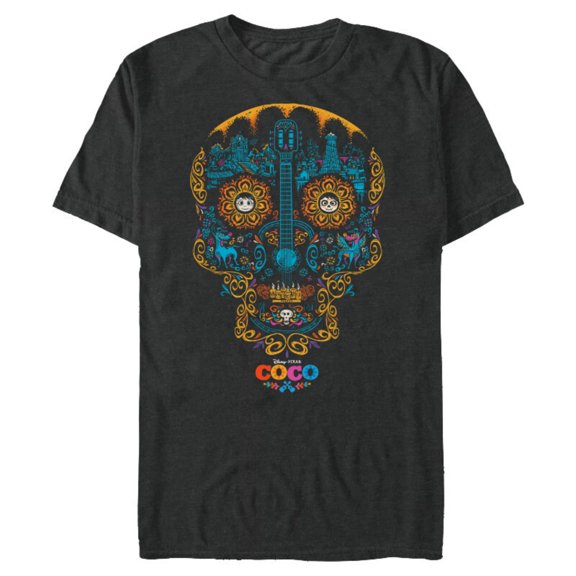 Disney and Pixar's Coco Sugar Skull T-Shirt- Short Sleeve Blended T-Shirt for Adults - Customized-Dark Heather