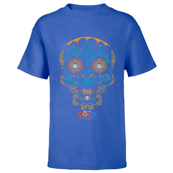 Disney and Pixar's Coco Sugar Skull T-Shirt - Short Sleeve T-Shirt for Kids - Customized-Royal