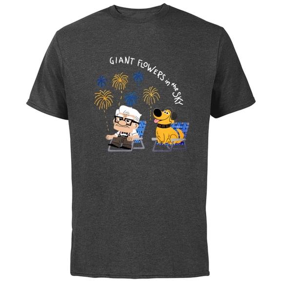 Disney and Pixar’s Dug Days Carl Giant Flowers in the Sky - Short Sleeve Cotton T-Shirt for Adults - Customized-Charcoal