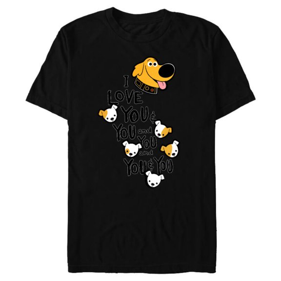 Disney and Pixar’s Dug Days Puppies I Love You and You - Short Sleeve Blended T-Shirt for Adults – Customized-Black