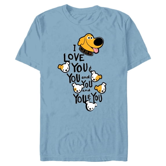 Disney and Pixar’s Dug Days Puppies I Love You and You - Short Sleeve Blended T-Shirt for Adults – Customized-Ocean Blue
